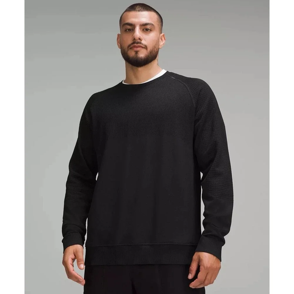 Lululemon Engineered Warmth Crewneck Black Merino Wool Blend Mens Large Sweater